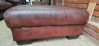 100cm CORICRAFT Terry Style Leather Ottoman Rectangular Shape Oxblood brown colour