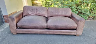 230cm CORICRAFT Leather 3 seater Couch Chobe Hazelnut Brown colour