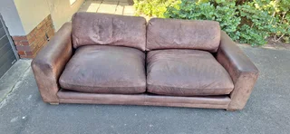230cm CORICRAFT Leather 3 seater Couch Chobe Hazelnut Brown colour