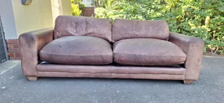 230cm CORICRAFT Leather 3 seater Couch Chobe Hazelnut Brown colour