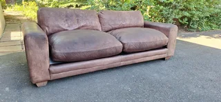 230cm CORICRAFT Leather 3 seater Couch Chobe Hazelnut Brown colour