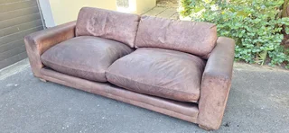 230cm CORICRAFT Leather 3 seater Couch Chobe Hazelnut Brown colour