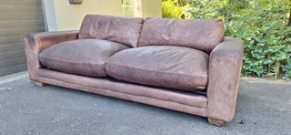 230cm CORICRAFT Leather 3 seater Couch Chobe Hazelnut Brown colour
