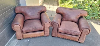 Two Large 1 Seater KUDU Leather Arm Chairs Sabi Kamili Range Couches 123cm R5500 each