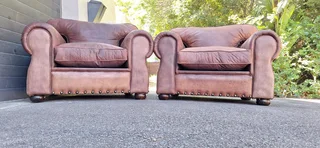 Two Large 1 Seater KUDU Leather Arm Chairs Sabi Kamili Range Couches 123cm R5500 each
