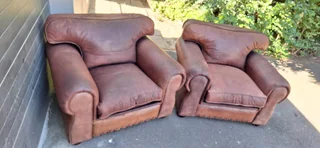Two Large 1 Seater KUDU Leather Arm Chairs Sabi Kamili Range Couches 123cm R5500 each