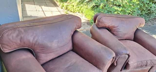 Two Large 1 Seater KUDU Leather Arm Chairs Sabi Kamili Range Couches 123cm R5500 each