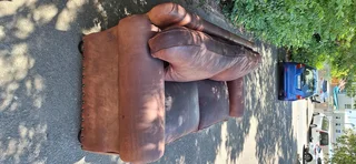 Stunning 240cm KUDU Leather 3 seater Sabi Kamili Range Couch with studs