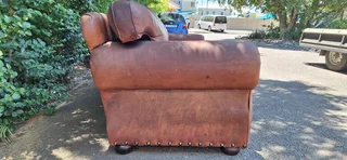 Stunning 240cm KUDU Leather 3 seater Sabi Kamili Range Couch with studs