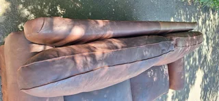 Stunning 240cm KUDU Leather 3 seater Sabi Kamili Range Couch with studs