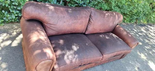 Stunning 240cm KUDU Leather 3 seater Sabi Kamili Range Couch with studs