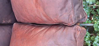 Stunning 240cm KUDU Leather 3 seater Sabi Kamili Range Couch with studs