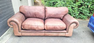 230cm Coricraft 2 to 3 seater Leather Couch Afrique Range Zambezi Brown colour