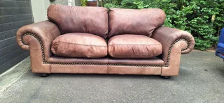 230cm Coricraft 2 to 3 seater Leather Couch Afrique Range Zambezi Brown colour