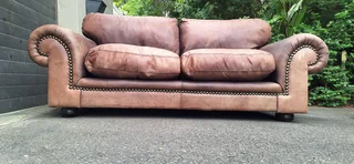 230cm Coricraft 2 to 3 seater Leather Couch Afrique Range Zambezi Brown colour