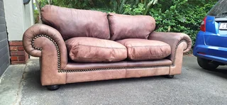 230cm Coricraft 2 to 3 seater Leather Couch Afrique Range Zambezi Brown colour