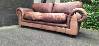 230cm Coricraft 2 to 3 seater Leather Couch Afrique Range Zambezi Brown colour
