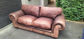230cm Coricraft 2 to 3 seater Leather Couch Afrique Range Zambezi Brown colour