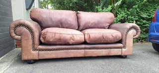 230cm Coricraft 2 to 3 seater Leather Couch Afrique Range Zambezi Brown colour
