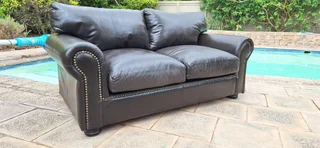 Kloppers Leather Couch Large 2 Seater in Milano Dark Brown 186cm