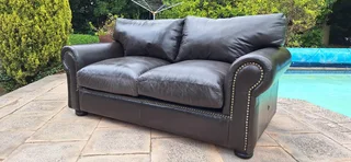 Kloppers Leather Couch Large 2 Seater in Milano Dark Brown 186cm