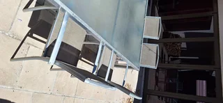 Aluminum Patio Set Rectangular Table Eight Chairs Outdoor Garden Patio Set