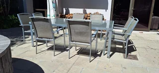 Aluminum Patio Set Rectangular Table Eight Chairs Outdoor Garden Patio Set