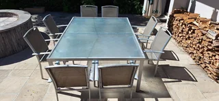 Aluminum Patio Set Rectangular Table Eight Chairs Outdoor Garden Patio Set