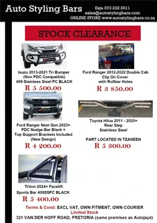 Auto Styling Bars Specials Now on