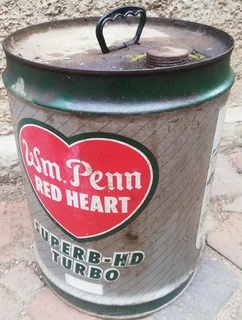 Vintage WM Penn Red Heart Motor Oil Can