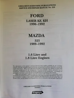 Mazda 323 Ford Laser Workshop Manual (Price Includes Postage)