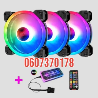RGB Computer Case Cooling Fan Kit with controller and remote - 3 Fans (Brand New)
