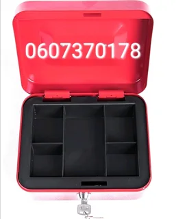 Metal Cash Box with lock and removable tray 200mm Size Red (Brand New) ⭐️⭐️⭐️⭐️⭐️