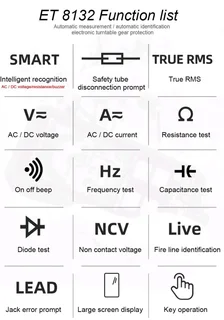 Smart Digital Multimeter - LED Display ToolTop ET8132 (Brand New)