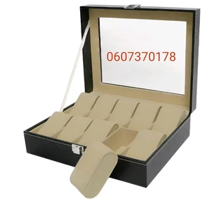 Watch Storage Box - Watch 10 Compartment PU Leather Watch Display Box - Black Colour (Brand New)