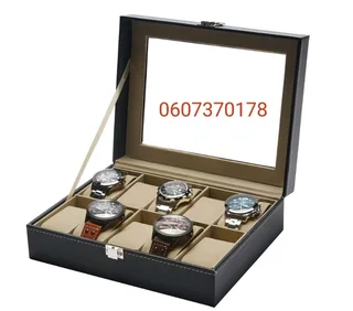 Watch Storage Box - Watch 10 Compartment PU Leather Watch Display Box - Black Colour (Brand New)