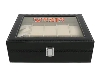 Watch Storage Box - Watch 10 Compartment PU Leather Watch Display Box - Black Colour (Brand New)