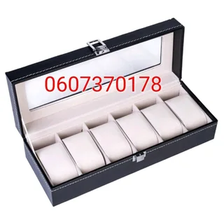 Watch Storage Box - Watch 6 Compartment PU Leather Watch Display Box - Black Colour (Brand New)