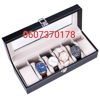 Watch Storage Box - Watch 6 Compartment PU Leather Watch Display Box - Black Colour (Brand New)