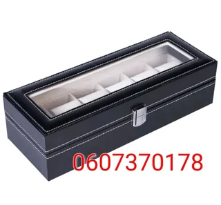 Watch Storage Box - Watch 6 Compartment PU Leather Watch Display Box - Black Colour (Brand New)