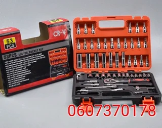 Socket Set Combination Set 53 Piece - Chrome Vanadium Steel with Carry Case CR-V Set (Brand New)