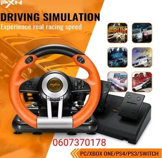 Gaming Racing Steering Wheel PXN V3 PRO - PC, PS3, PS4, Xbox One, Switch - Bright Orange (Brand New)