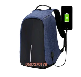 Anti-theft Travel Backpack Laptop School Bag with USB Charging Port - Blue Colour (Brand New)
