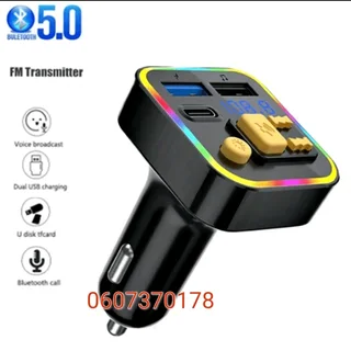 Wireless Bluetooth Car Kit 2 in 1 FM Transmitter Charger - M6 LED Model (Brand New)