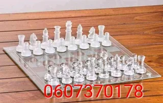 Crystal Clear Glass Chess Set - Glass Chess Board (Brand New)