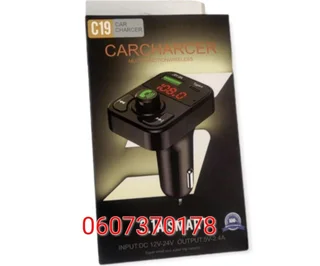 Car Kit with FM Transmitter 2 in 1 FM Transmitter with built in Dual Charger - C19 (Brand New)