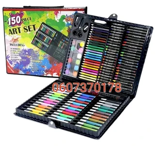 150 Piece Kids Art Set Crayon Oil Pastel Painting Drawing Case Kit - Black Colour Case (Brand New)