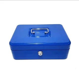 Cash Box - Large Metal with Lock & 2 Keys Blue Colour (Brand New)