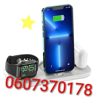 3 In 1 Wireless Charging Dock Station for Apple Watch, Iphone and Airpods - White Colour (Brand New)