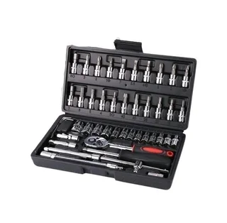 46-Pieces Car Automobile Repair Tool Ratchet Wrench Drive Socket Set 1/4-Inch (Brand New)
